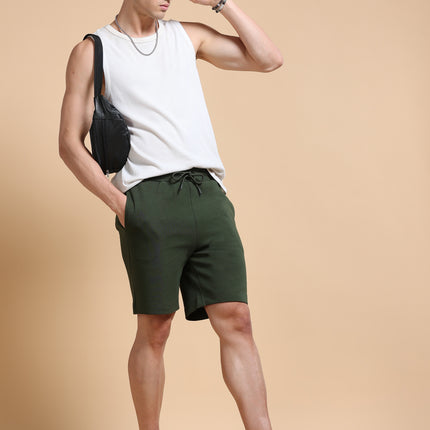 Men's Cotton Rich Stretchable Shorts - Olive