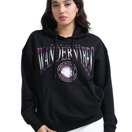 Women's Drop Shoulder Hoodie - Black