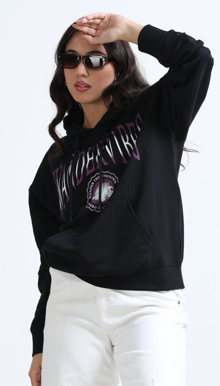 Women's Drop Shoulder Hoodie - Black