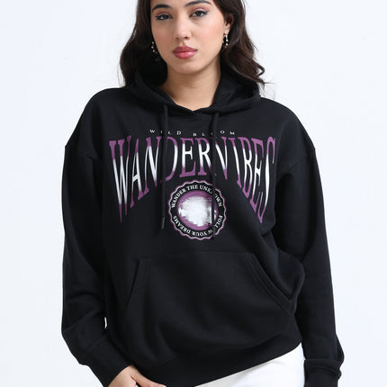 Women's Drop Shoulder Hoodie - Black