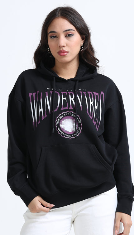 Women's Drop Shoulder Hoodie - Black