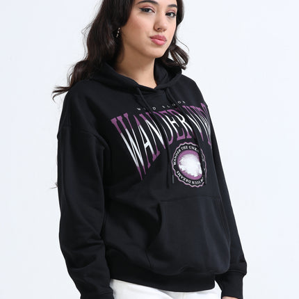 Women's Drop Shoulder Hoodie - Black