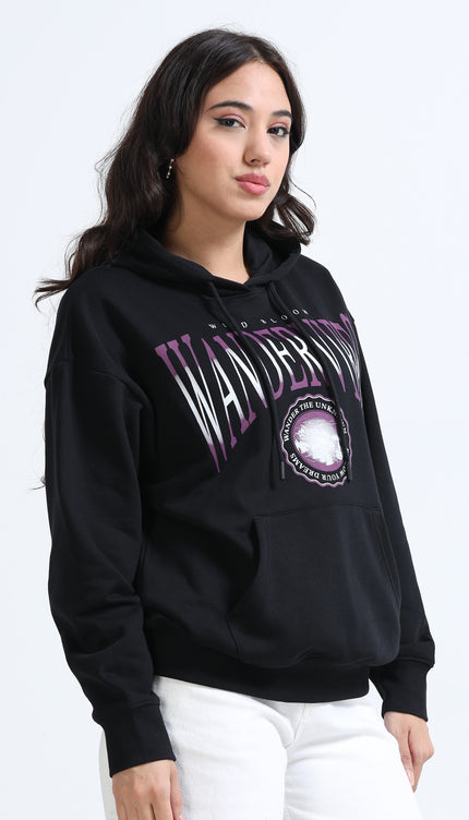 Women's Drop Shoulder Hoodie - Black
