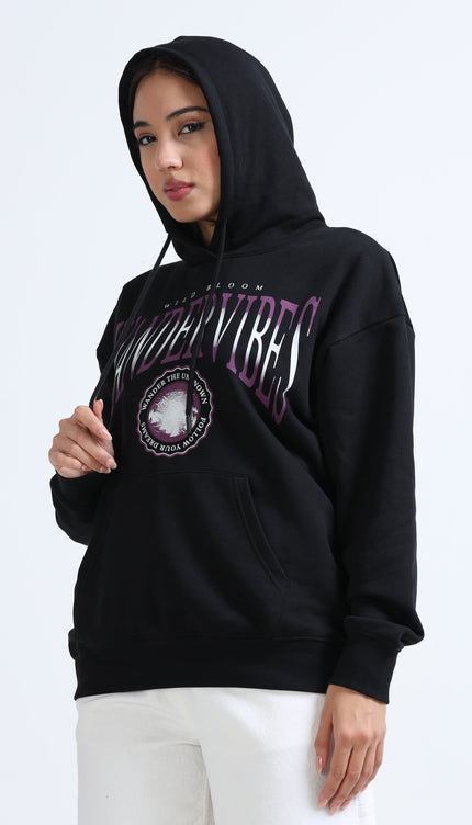 Women's Drop Shoulder Hoodie - Black