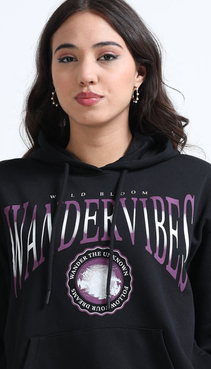 Women's Drop Shoulder Hoodie - Black