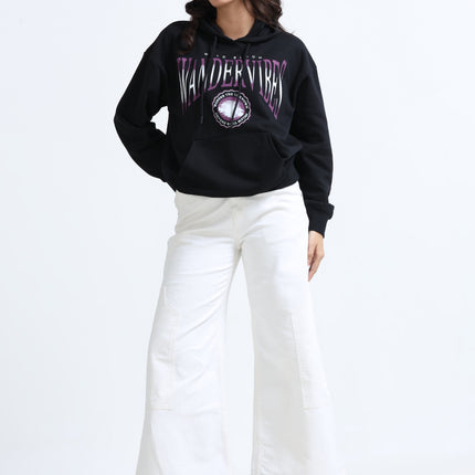 Women's Drop Shoulder Hoodie - Black
