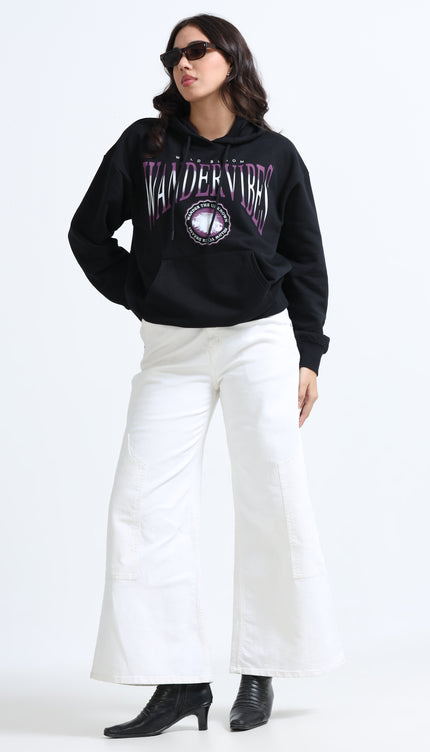 Women's Drop Shoulder Hoodie - Black