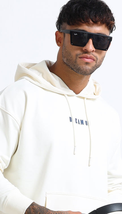Men's Drop Shoulder Hoodie - Beige