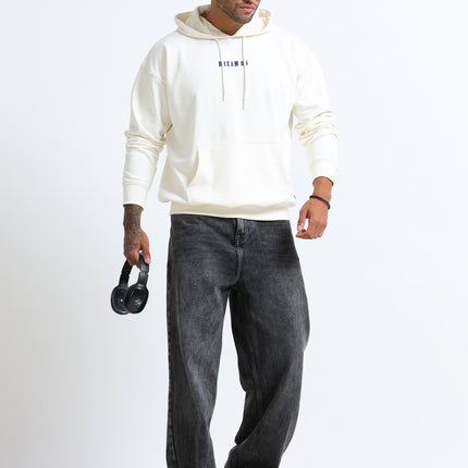 Men's Drop Shoulder Hoodie - Beige