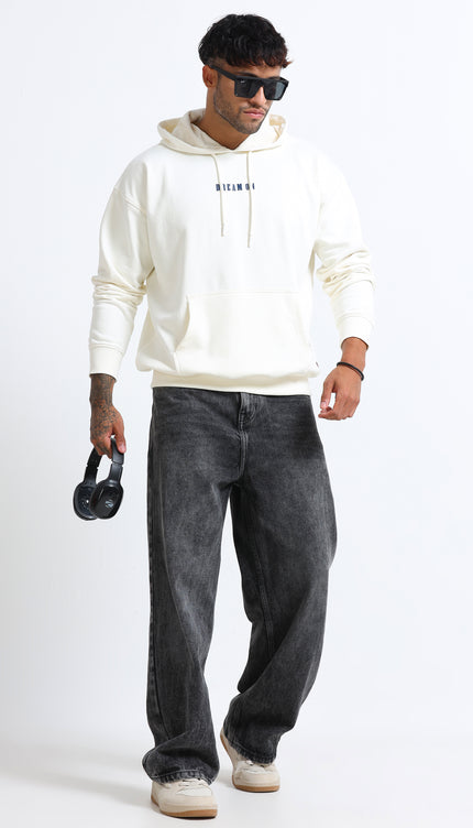 Men's Drop Shoulder Hoodie - Beige