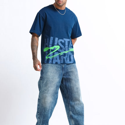Men's Oversized Drop Shoulder T-Shirt - Navy