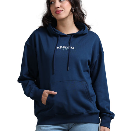 Women's Drop Shoulder Hoodie - Navy