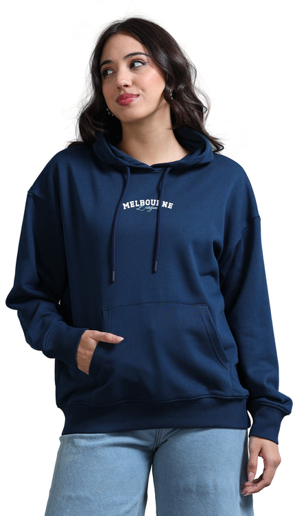 Women's Drop Shoulder Hoodie - Navy
