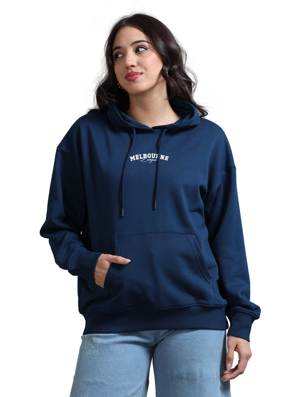 Women's Drop Shoulder Hoodie - Navy