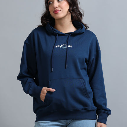 Women's Drop Shoulder Hoodie - Navy