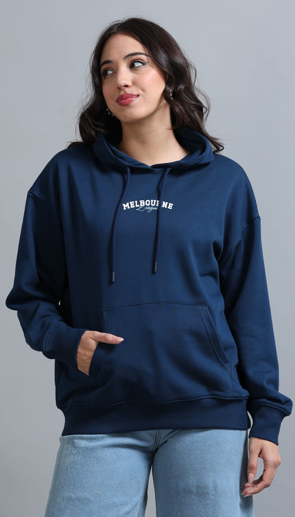 Women's Drop Shoulder Hoodie - Navy