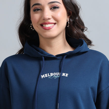 Women's Drop Shoulder Hoodie - Navy