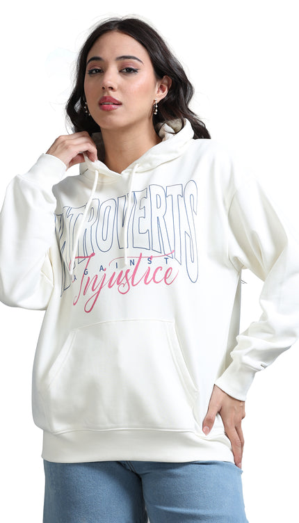 Women's Drop Shoulder Hoodie - Beige
