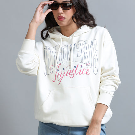 Women's Drop Shoulder Hoodie - Beige