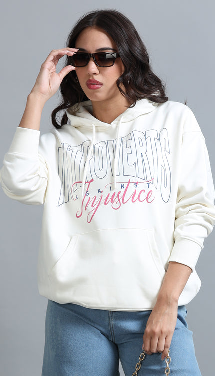 Women's Drop Shoulder Hoodie - Beige