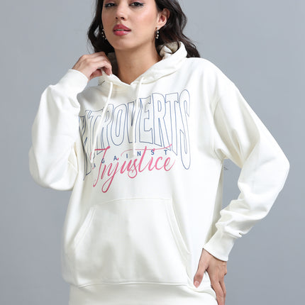 Women's Drop Shoulder Hoodie - Beige