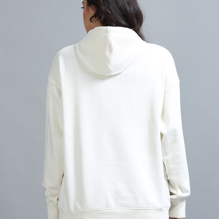 Women's Drop Shoulder Hoodie - Beige