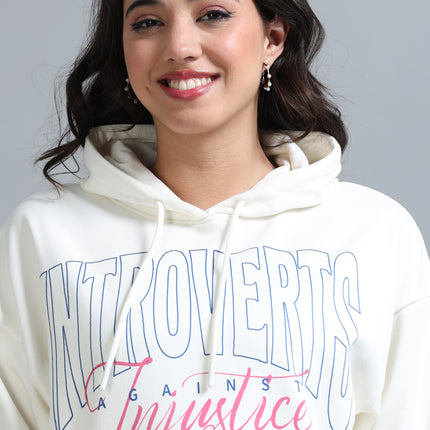 Women's Drop Shoulder Hoodie - Beige
