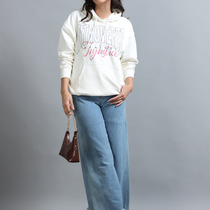 Women's Drop Shoulder Hoodie - Beige