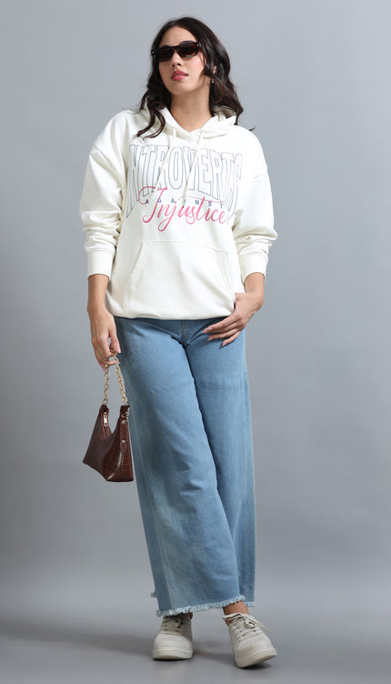 Women's Drop Shoulder Hoodie - Beige