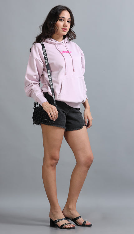 Women's Drop Shoulder Hoodie - Blush Pink