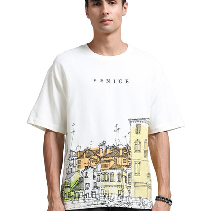 Men's Oversized Drop Shoulder T-Shirt - Beige