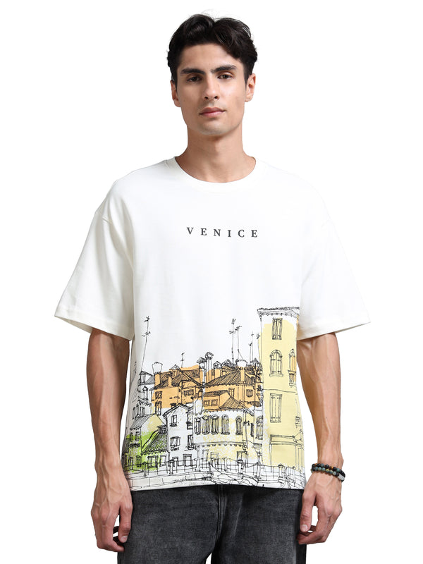Men's Oversized Drop Shoulder T-Shirt - Beige