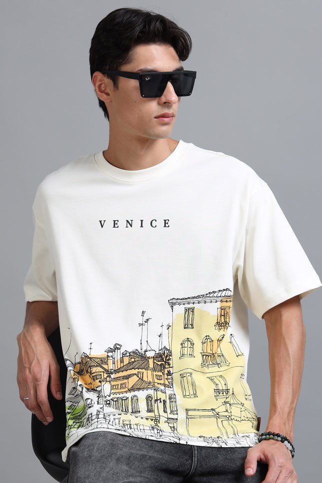 Men's Oversized Drop Shoulder T-Shirt - Beige