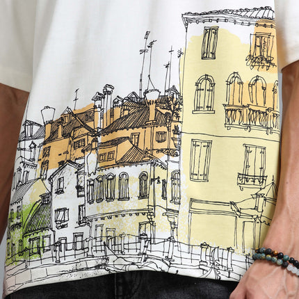 Men's Oversized Drop Shoulder T-Shirt - Beige