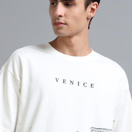 Men's Oversized Drop Shoulder T-Shirt - Beige