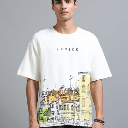 Men's Oversized Drop Shoulder T-Shirt - Beige