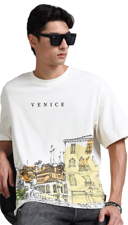 Men's Venice Oversized T-Shirt - Beige