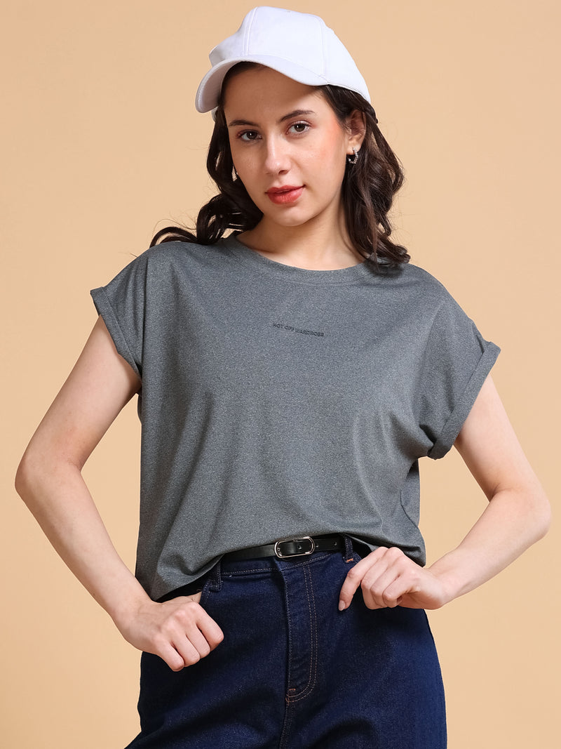 WOMEN's Regular Fit Cap Sleeve T-shirt  Grey