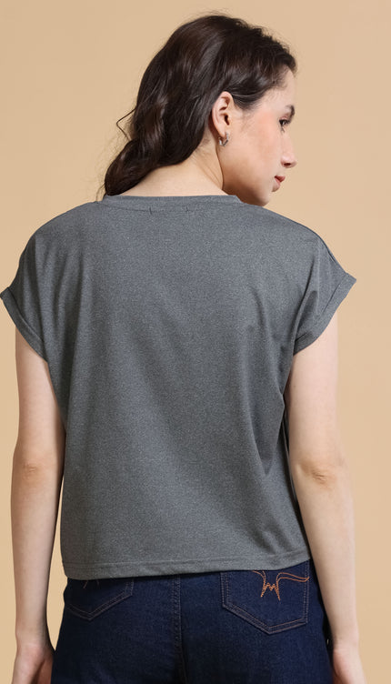 WOMEN's Regular Fit Cap Sleeve T-shirt  Grey