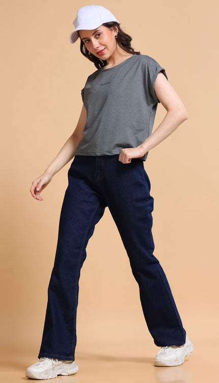 WOMEN's Regular Fit Cap Sleeve T-shirt  Grey