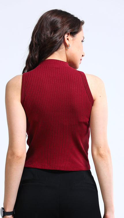 Women's High Neck Tank Top - Maroon