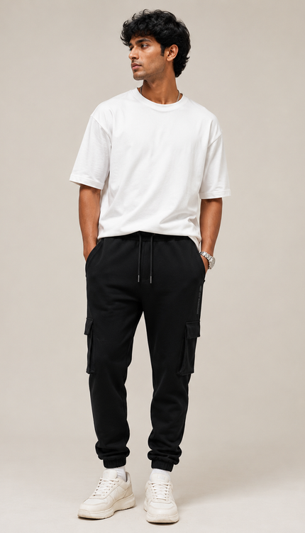 Men's Cotton Rich Elastane Jogger - Black