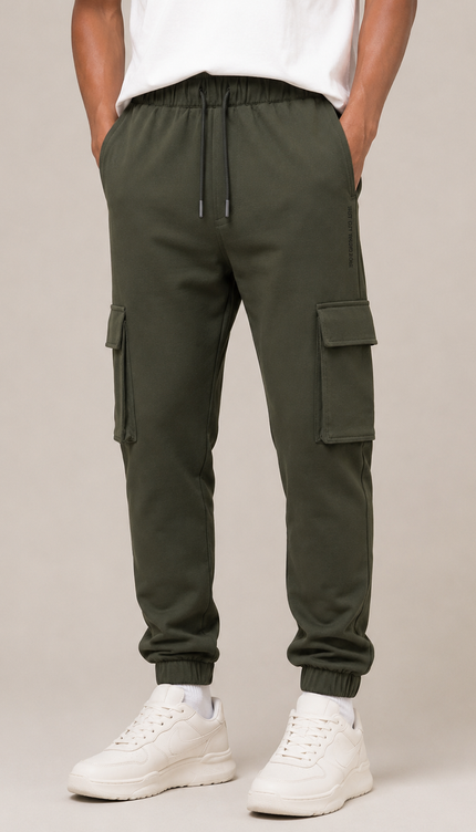 Men's Cotton Rich Elastane Jogger - Olive