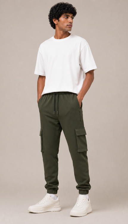 Men's Cotton Rich Elastane Jogger - Olive