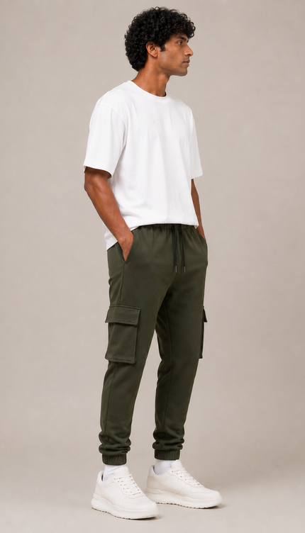 Men's Cotton Rich Elastane Jogger - Olive