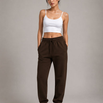 Women's Cotton Rich Elastane Jogger - Coffee Brown