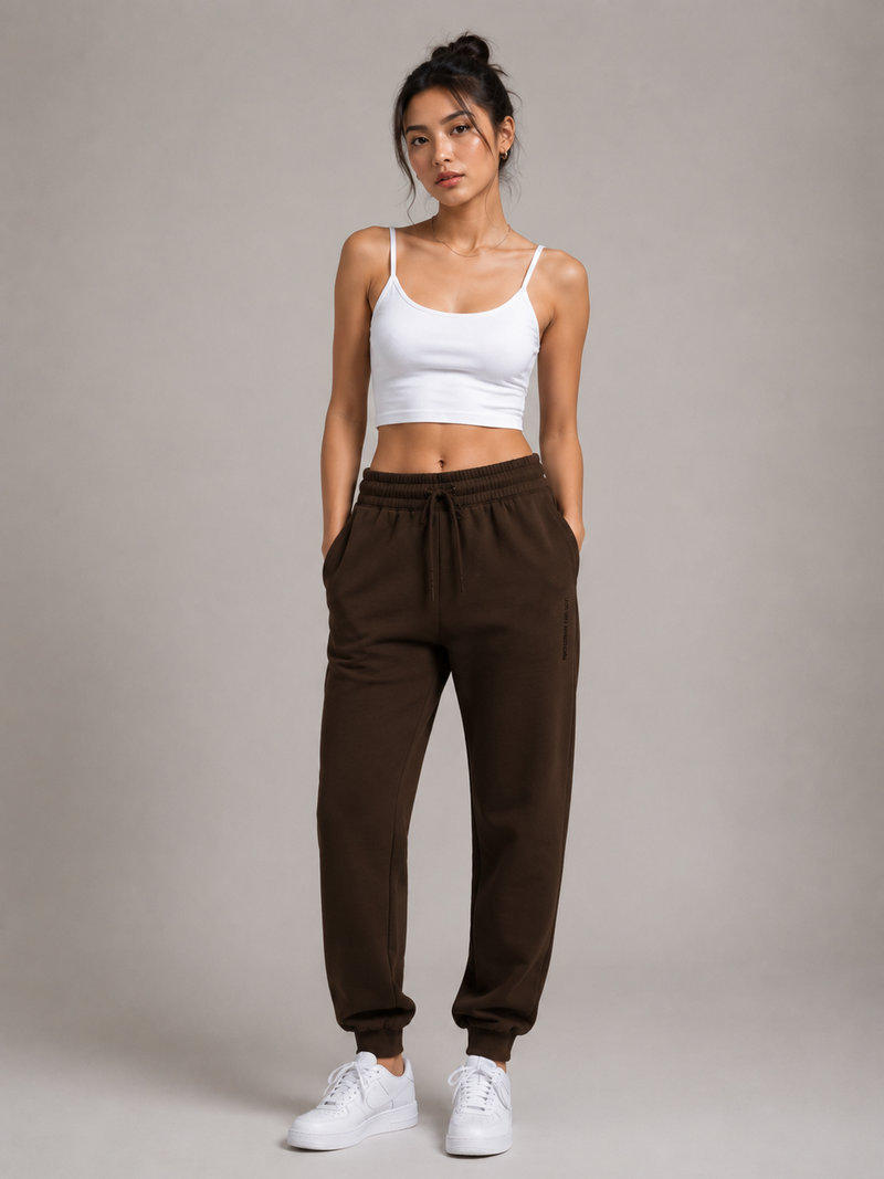 Women's Cotton Rich Stretchable Jogger - Coffee Brown