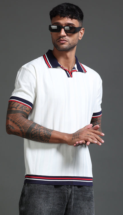 Men's Stretchable Jaquard Polo - Egret