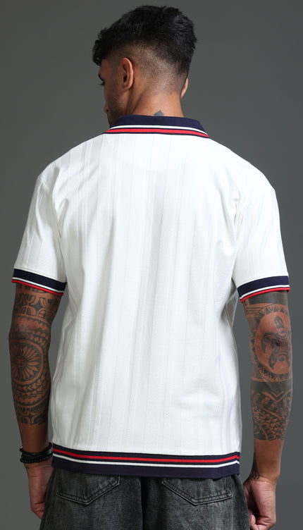 Men's Stretchable Jaquard Polo - Egret