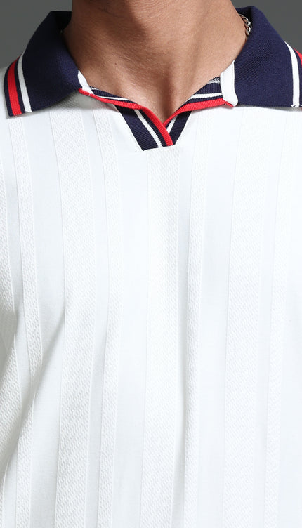 Men's Stretchable Jaquard Polo - Egret